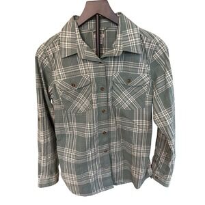 Carhartt Women's Plaid Long Sleeve Button Up Shirt Green White Size Medium